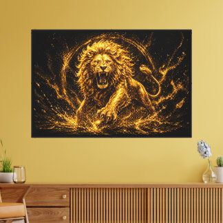 Luxe Gouden Leeuwengeest Welvaart en Succes Canvas Afdruk