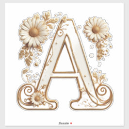 Luxe gouden letter A met bloemig madeliefjesontwer Sticker