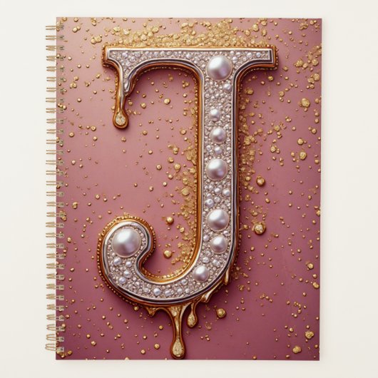 Luxe gouden letter J monogram Planner (Voorkant)