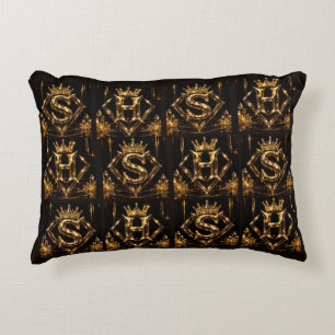 Luxe Gouden Letter S H Kroon Diamant Monogram Accent Kussen