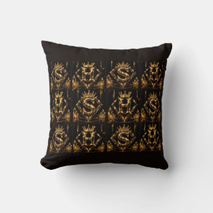Luxe Gouden Letter S H Kroon Diamant Monogram Kussen