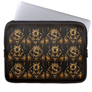 Luxe Gouden Letter S H Kroon Diamant Monogram Laptop Sleeve