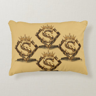 Luxe Gouden Letter S Kroon Diamant Monogram Accent Kussen
