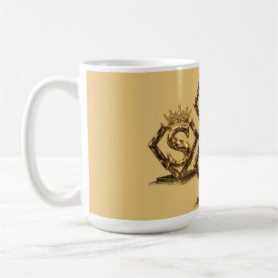 Luxe Gouden Letter S Kroon Diamant Monogram Koffiemok