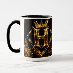 Luxe Gouden Letter S Kroon Diamant Monogram Mok