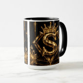 Luxe Gouden Letter S Kroon Diamant Monogram Mok (Voorkant rechts)
