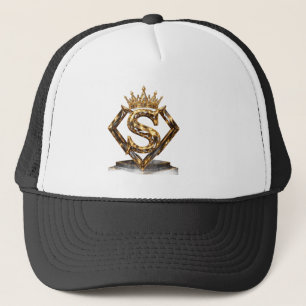 Luxe Gouden Letter S Kroon Diamanten Monogram Trucker Pet