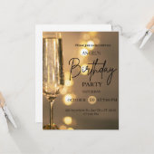 Luxe Gouden Lichten Verjaardagsuitnodiging Kaart (Voorkant / Achterkant in situ)