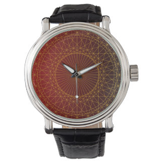 Luxe Gouden lijn kunst en rode gradiënt kleur Horloge