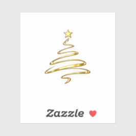 Luxe Gouden Lijn Kunst Kerstboom Sticker Modern