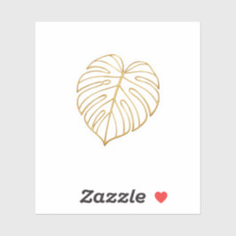 Luxe Gouden Lijn Kunst Monstera Blad Sticker Elega