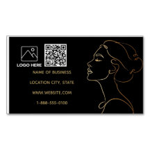 Luxe Gouden Lijn Kunst QR Code Zakelijke Kaart