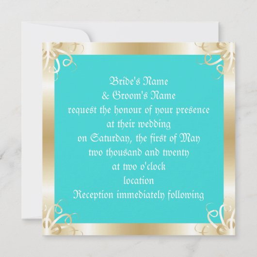 Luxe gouden Lijst bruiloft foto uitnodigingen (Achterkant)