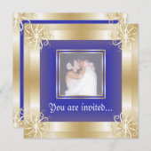 Luxe gouden Lijst bruiloft foto uitnodigingen (Voorkant / Achterkant)