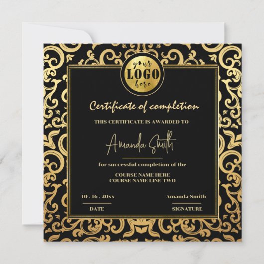Luxe gouden Lijst Certificaat van Voltooiing Award Kaart (Voorkant)