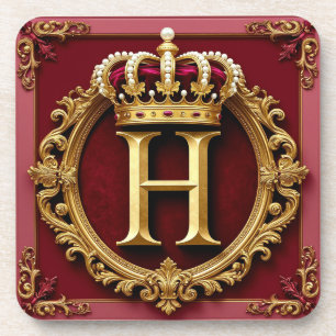 Luxe gouden lijst met gekroond monogram bier onderzetter