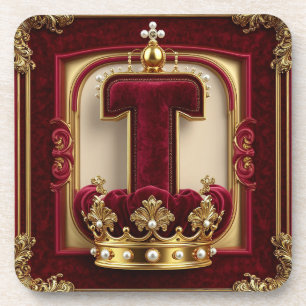 Luxe gouden lijst met gekroond monogram bier onderzetter