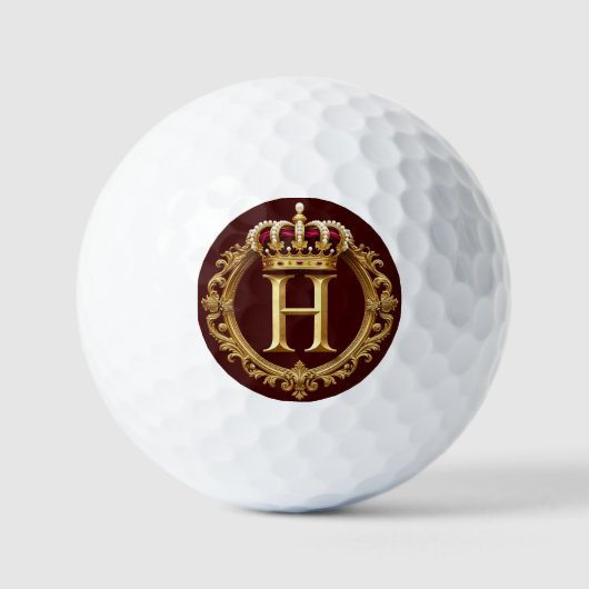Luxe gouden lijst met gekroond monogram golfballen (Voorkant)