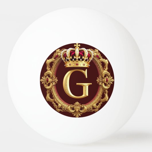 Luxe gouden lijst met gekroond monogram pingpongbal (Voorkant)