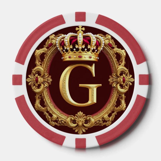 Luxe gouden lijst met gekroond monogram poker chips (Voorkant)
