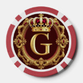 Luxe gouden lijst met gekroond monogram poker chips (Achterkant)