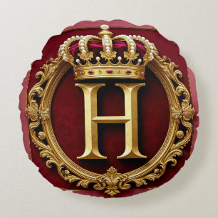 Luxe gouden lijst met gekroond monogram rond kussen
