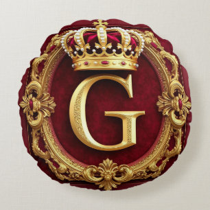 Luxe gouden lijst met gekroond monogram rond kussen