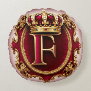 Luxe gouden lijst met gekroond monogram rond kussen
