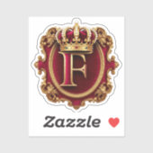 Luxe gouden lijst met gekroond monogram sticker (Vel)