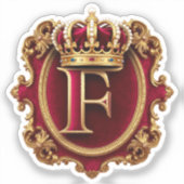 Luxe gouden lijst met gekroond monogram sticker (Voorkant)