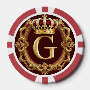 Luxe gouden lijst met gekroonde monogram poker chips