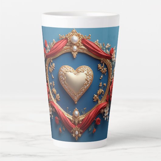 Luxe gouden lijst met parels latte mok (Voorkant)