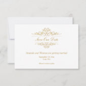 Luxe gouden lijst save the date kaart (Voorkant)
