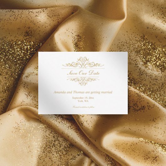 Luxe gouden lijst save the date kaart