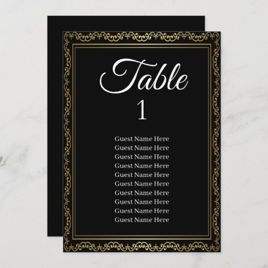 Luxe gouden lijst trouwstoelen plattegrond kaart (Voorkant / Achterkant)
