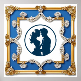 Luxe gouden lijst versierd met parels poster