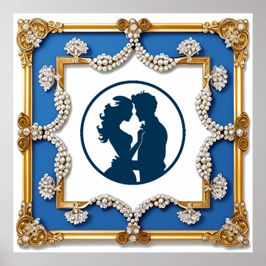Luxe gouden lijst versierd met parels poster (Voorkant)