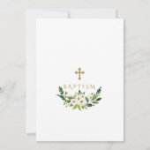 Luxe Gouden Lijst Witte Bloemen Meisje Doop Kaart (Achterkant)