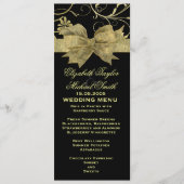 Luxe Gouden Lint Damask Zwart Bruiloft Menu (Voorkant)