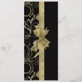 Luxe Gouden Lint Damask Zwart Bruiloft Menu (Achterkant)