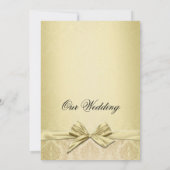 Luxe Gouden Lint Damast Bruiloft Uitnodigen Kaart (Achterkant)