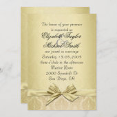 Luxe Gouden Lint Damast Bruiloft Uitnodigen Kaart (Voorkant / Achterkant)