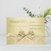 Luxe Gouden Lint Damast RSVP-kaart Kaart (Staand voorkant)