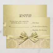 Luxe Gouden Lint Damast RSVP-kaart Kaart (Voorkant / Achterkant)