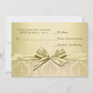 Luxe Gouden Lint Damast RSVP-kaart Kaart
