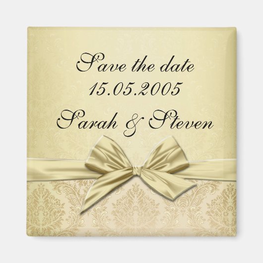 Luxe Gouden Lint Damast Save the date Magneet (Voorkant)