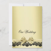Luxe Gouden Lint Zwart Kant Bruiloft Uitnodigen Kaart (Achterkant)