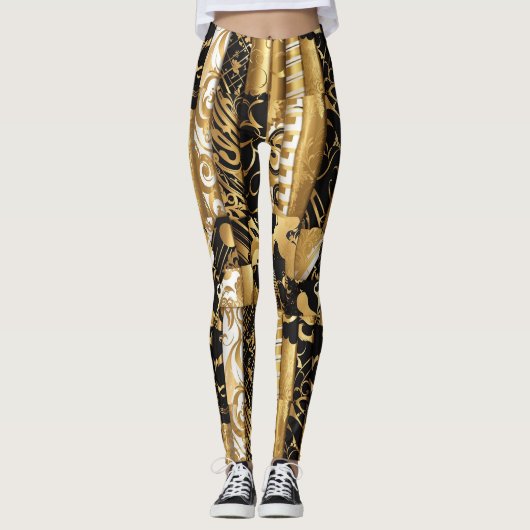 Luxe gouden look leggings (Voorkant)