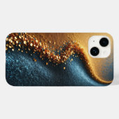 Luxe Gouden Lovertjes Rivier op Blauwe Glitter Zan Case-Mate iPhone Case (Achterkant (horizontaal))