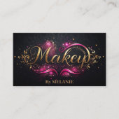 Luxe gouden make-up roze trendy elegant zwart visitekaartje (Voorkant)
